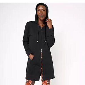 Denim & Co. Active French Terry Regular Hooded ZipFront Tunic Jacket